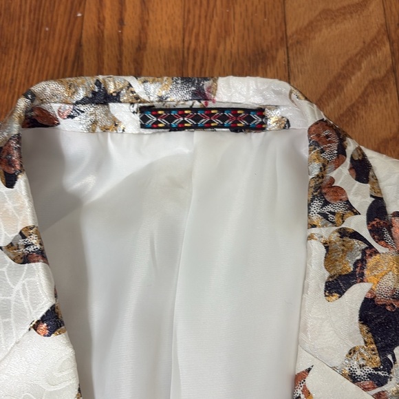 Suslo Couture Single Button Textured Floral Blazer Jacket White Men’s size 48 - Picture 8 of 11